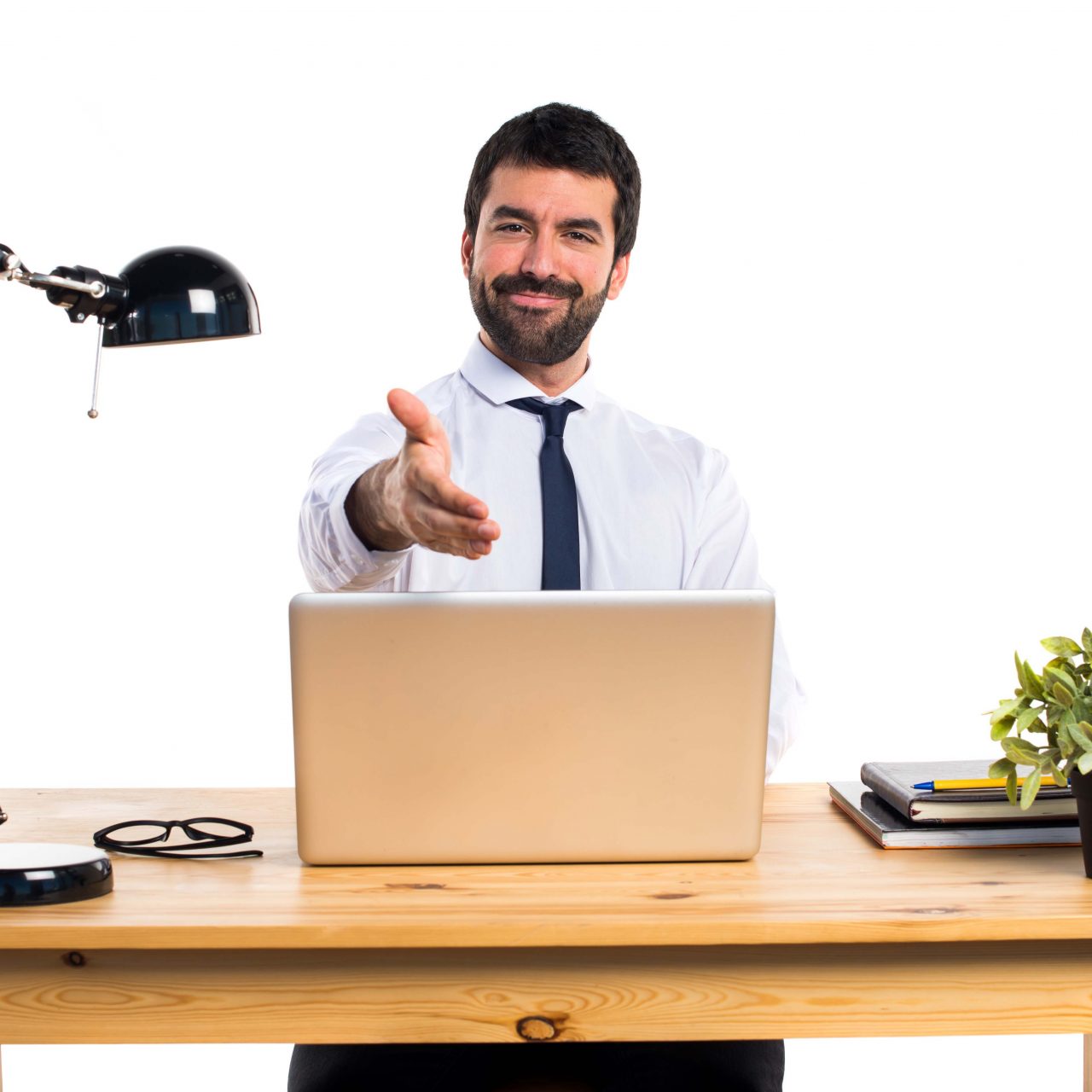 Businessman in his office making a deal